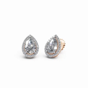 Pendientes de Diamantes en Forma de Pera de Primera Calidad en Oro Rosa con Montura de Garras Segura para Bodas y Ocasiones Especiales para Mujer - Product Image 4