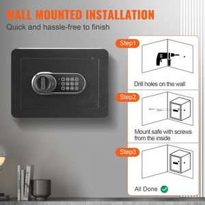 Cassaforte di Sicurezza in Acciaio da Parete da 0,5 Piedi Cubici con Tastierino Digitale e 2 Chiavi, Serrature per Mobili Domestici per Proteggere in Sicurezza Contanti e Oggetti di Valore - Product Image 6