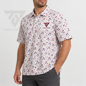 Trackstar Men's White Burgundy <b>Blue</b> Floral Print <b>Polo</b> <b>Shirt</b> Short Sleeve Button Collar Golf <b>Shirt</b> Custom Logo - Product Image 4