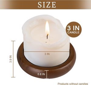 Rustic Wooden Handmade Round <b>Candle</b> Holder Stand <b>Tray</b> with Customized Color and Packaging for Home Decor Christmas Wedding - Product Image 3