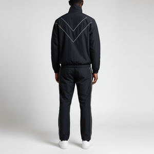 Survêtement en nylon streetwear uni personnalisé pour hommes, ensemble 2 pièces de haute qualité, léger, ample et oversize, coupe-vent - Product Image 2