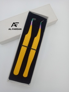 Pinces à cils en gros, 45/90 degrés, multi-pointes, couleur jaune fluo, pointe en fibre, avec boîtes cartonnées - Product Image 6