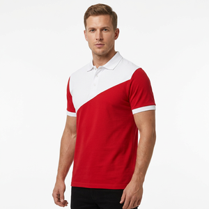 Men's Short Sleeve Solid Color Blocked for Shirt Knitted Regular Fit Casual Breathable 50% Cotton/50% Polyester 220 Grams - Product Image 2
