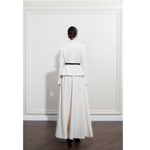 Jupe de bureau pour femme haute couture SOLANA MAXI SKIRT SAND JACQUARD – Ensemble jupe longue taille haute évasée pour femme, vente en gros - Product Image 4