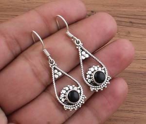 Venta al por Mayor de Ónix Negro Natural en Forma de Gota, Plata de Ley 925, Chapado en Plata, Piedra Preciosa Geométrica, Lujo para Bodas, Precio al por Mayor del Fabricante - Product Image 2