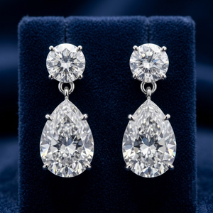 Bijoux raffinés : Boucles d'oreilles pendantes en diamant de laboratoire taille poire 3 carats, or massif 14K, luxe VVS VS EF, pour mariage et soirée, vente en gros - Product Image 3