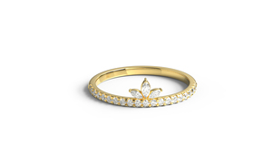 18K Gold <b>Ring</b> Marquise Lotus Crown <b>Ring</b> With Round Diamond Side Stones Floral Tiara <b>Stacking</b> <b>Ring</b> Band Fine Jewelry for Women - Product Image 1
