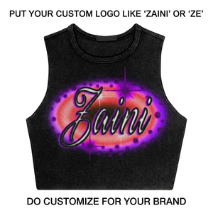 เสื้อครอปท็อปสีดำพรีเมียม 220 GSM ผ้าฝ้าย 100% เนื้อนุ่ม ระบายอากาศได้ดี พิมพ์ลายโลโก้แบบ DTF ตามสั่ง แขนกุด สำหรับผู้หญิง - Product Image 1
