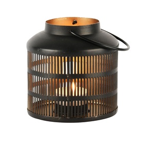 Iron <b>Lantern</b> With <b>Gold</b> Dot Pattern Solar Powered Flameless Home Decoration Ambient Lighting Outdoor Indoor Use - Product Image 6