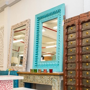 Premium Decorative Wall <b>Mirror</b> for Entryway Rich Turquoise Finish with Handcrafted Heritage Inspired Beauty - Product Image 4