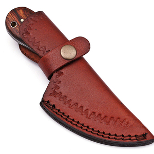 Cuchillo de caza para exteriores de acero de Damasco con espiga completa y mango de madera, para desollar ciervos, con orificio para el dedo, personalizable OEM - Product Image 3