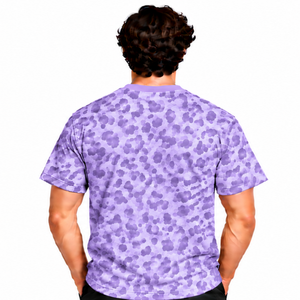 T-shirt à imprimé léopard lavande, manches courtes, style streetwear décontracté, col rond, motif graphique, tissu doux et léger, idéal pour tous les jours - Product Image 2