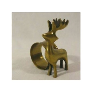 Bagues de serviette de table en laiton, classiques, modernes, personnalisées à la main, Antique, élégante et vintage, pour motif de renne - Product Image 1