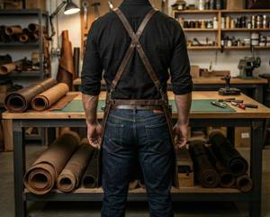 Tablier en cuir véritable OEM, fourniture directe d'usine, vêtements de travail professionnels, tailles et couleurs personnalisables LPN-0284 - Product Image 2