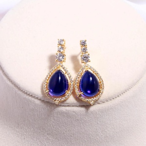 Gold Plated Blue <b>Crystal</b> Necklace and Earring <b>Set</b> Women's Romantic Jewelry Wedding Drop Shape Rhinestone Pendant Jewelry <b>Sets</b> - Product Image 3