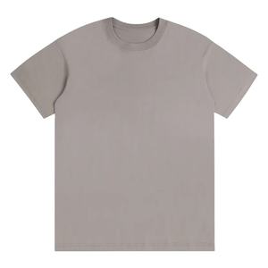 T-shirt Classique Unisexe en Coton Gris Uni de Haute Qualité 260g pour Homme – Collection Été Décontractée Streetwear Épaules Tombantes Style Collège – Vente en Gros - Product Image 1