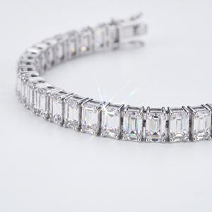 Wholesale Baguette 925 Silver Brass Cubic Zirconia Tennis <b>Bracelet</b> Chain <b>Copper</b> <b>Bracelet</b> for Women for Girls Fashion Jewelry - Product Image 2