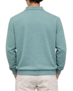 Sudadera Polo Personalizada para Hombre, Color Verde Mar, Manga Larga, Mezcla de Algodón Suave, Estilo Casual, Cuello Clásico, Ropa de Invierno, Fabricante - Product Image 2