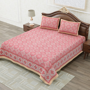 Sábanas de Algodón King Size Heritage, Color Rojo Jaipuri, Estampado a Mano, con Fundas de Almohada, para Hogar y Hotel - Product Image 2