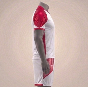 Ensemble de maillot de football blanc et rouge pour homme, manches courtes, col rond, polyester respirant, taille élastique, coupe athlétique, toutes saisons - Product Image 2