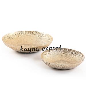 Produit populaire de bol en métal de service personnalisé unique avec bol décoratif de forme ronde texturé à motif fini plaqué or - Product Image 5