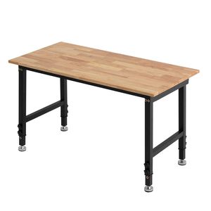 Banc de travail en bois de chêne réglable, capacité de 1500 livres, 48 x 24 pouces, réglage de la hauteur de 26,3 à 40,2 pouces, robuste pour le travail du bois - Product Image 1