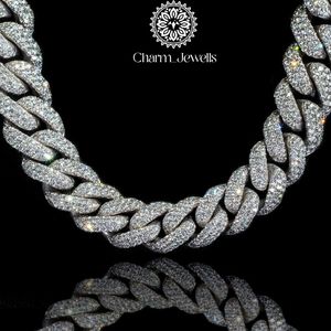 สร้อยคอ Charm_Jewells แบบ unisex ประดับเพชรโมอิสซาไนต์ทรงบริลเลียนท์คัท  โซ่แบบเชื่อมต่อ  เงินแท้ 925 ชุบทอง 14K  รับรองโดย IGI สไตล์ฮิปฮอปสุดหรู - Product Image 1