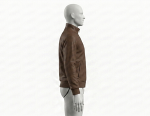 Men's Brown Knitted <b>Zip</b>-<b>Up</b> Racer <b>Jacket</b> Stand Collar Breathable Eco-Friendly Quick Dry Casual Autumn Wear Regular Fit Moto - Product Image 2