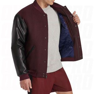 Blouson Bomber Varsity Homme avec Manches en Similicuir Style Collège Classique Baseball Streetwear Vêtement d'extérieur Automne Hiver - Product Image 4