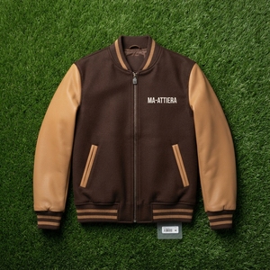 Blouson Bomber Homme Marron Beige Color Block Zippé Décontracté Streetwear Tendance Veste Mode Personnalisée OEM ODM Vente en Gros Vêtements d'extérieur - Product Image 6