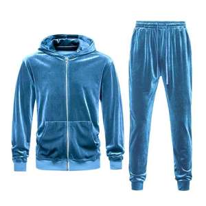 Ensemble de survêtement en velours pour homme, veste à capuche zippée chaude d'hiver, ensemble de jogging, vêtements de sport décontractés pour l'extérieur - Product Image 6