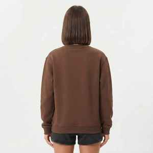 Sweat-shirt pour femme en coton tricoté marron à col rond avec imprimé lettres, coupe classique, décontracté, pour l'automne - Product Image 2