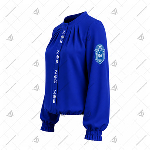 Vêtements de la sororité Zeta Phi Beta en gros, chemise plissée brodée surdimensionnée pour femmes avec manches bouffantes, accessoires grecs - Product Image 2