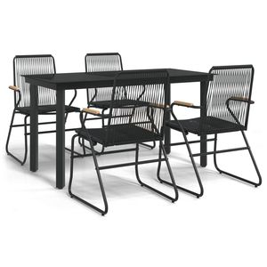 Set da pranzo in Rattan in PVC nero da 5 pezzi - Product Image 2