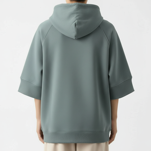 Hoodie streetwear personnalisé à manches courtes, coupe ample, fabricant, services OEM/ODM - Product Image 2