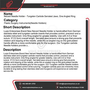 ที่จับเข็ม Neivert ทำจากทังสเตนคาร์ไบด์ ปากหยัก พร้อมวงแหวนโค้งงอ เครื่องมือผ่าตัด - Product Image 5