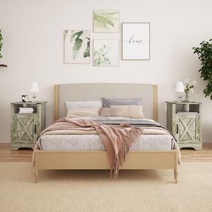 Farmhouse-Style <b>Rustic</b> Wooden Nightstand Tall <b>Bedside</b> <b>Table</b> with Electrical Outlets and Charging Station 2 Sets Available - Product Image 6