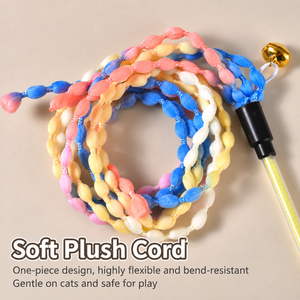 Grain Shape <b>Cat</b> Teaser Wand with Bell Soft Woven Ribbon <b>Cat</b> Stick <b>Toy</b> <b>Interactive</b> Kitten Play <b>Toy</b> for Indoor <b>Cats</b> Exercise - Product Image 4