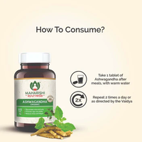 Comprimés d'Ashwagandha 100% Pure, Meilleures Ventes, Améliorent l'Immunité, 60 Comprimés, Complément Ayurvédique Maharshi pour le Bien-être Quotidien