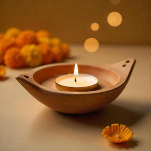 เชิงเทียนไม้ธรรมชาติ Diwali สำหรับตกแต่งบ้านวัดหรือปาร์ตี้กลางของขวัญตกแต่งเทศกาลที่สมบูรณ์แบบ - Product Image 6