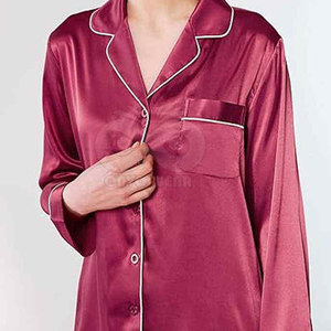 Ensemble de pyjama en satin de soie moderne pour femmes, vêtements de nuit à manches longues, vêtements de maison confortables - Product Image 3