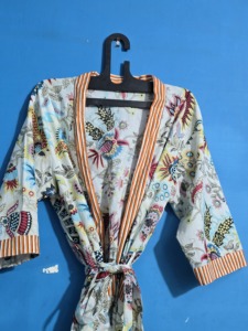 Robe Kimono d'été en Coton pour Femme, Imprimé Floral, Col en V, Confortable, Vêtement de Nuit, Peignoir Indien Fait Main pour Demoiselle d'honneur, Cache-maillot de Plage - Product Image 2
