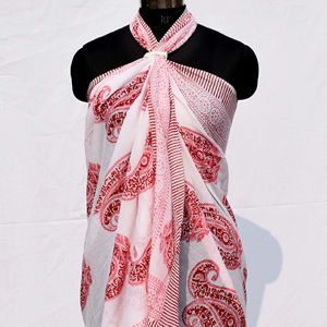 ผ้าคลุมบิกินี่ลายพิมพ์ลายเพสลีย์แบบอินเดีย ผ้าซารอง ปาเรโอ ขายส่งราคาถูก ผ้าซารองผ้าฝ้าย - Product Image 1