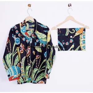 Conjunto de Pijama de Algodón con Estampado Floral, Ropa de Dormir India Suave y Transpirable para Mujer, Ropa de Dormir Cómoda para Mayor Comodidad y Relajación - Product Image 3