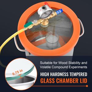 Camera di Degassaggio Sottovuoto Aggiornata da 3 Galloni con Coperchio in Vetro Temperato, Recipiente a Pressione in Acciaio Inossidabile 304 con Stabilizzazione Woo - Product Image 3