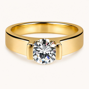 Anillo de Compromiso de Oro Amarillo de 10K con Diamante Solitario |   Anillo de Diamante Real con Corte Brillante Redondo |   Anillo de Compromiso con Engaste de Diamantes para Mujer - Product Image 1