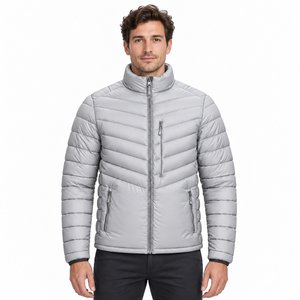 Custom Design <b>Mens</b> Winter <b>Jacket</b> Quilted Puffer Coat Stand Collar Full Zip Padded Outerwear Zip Pockets Everyday Casual Day Wear - Product Image 5