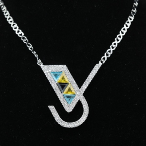 Hand-set Moissanite Letter V Pendant S925 18K Gold Plated <b>Initial</b> <b>Necklace</b> for Certified Trendy Wholesale Factory Customisation - Product Image 2