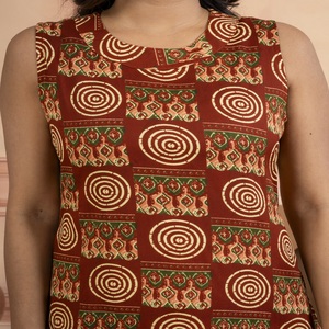 Conjunto de pantalón y Kurti estampado marrón para mujer, ropa étnica sin mangas, conjunto de Kurti informal y recto - Product Image 6