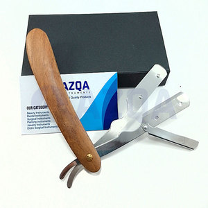 Navaja de afeitar recta de acero inoxidable con mango de madera y diseño tradicional para afeitado profesional y cuidado de la barba - Product Image 4